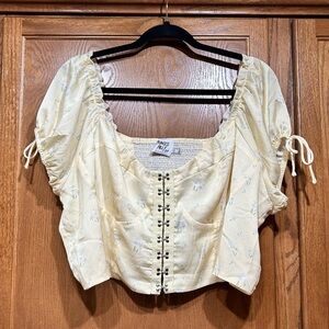 Size 18 - Princess Polly Allyson Crop Top - Floral Bustier Puff Sleeve Blouse